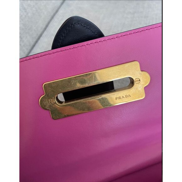 Prada City Calk Cahier Pink Black Leather Cross Body or Belt Bag + DUST BAG - Picture 6 of 14